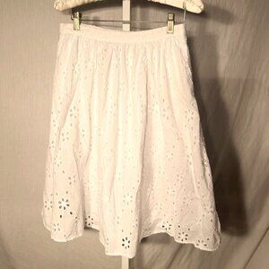 J. Crew Factory Eyelet Midi Skirt in White - Size S